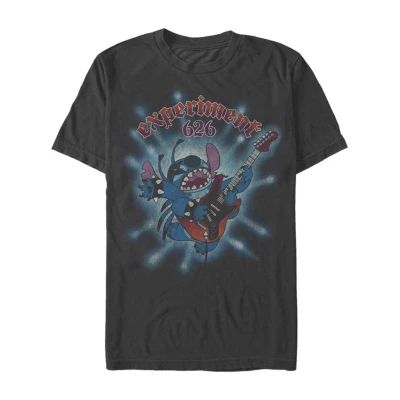 Mens Crew Neck Short Sleeve Classic Fit Lilo & Stitch Graphic T-Shirt