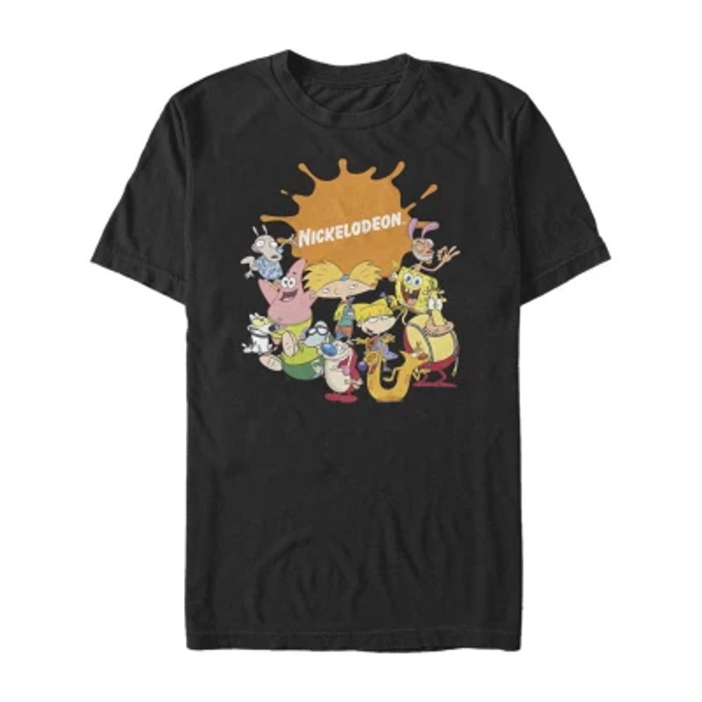 Mens Crew Neck Short Sleeve Classic Fit Nickelodeon Graphic T-Shirt