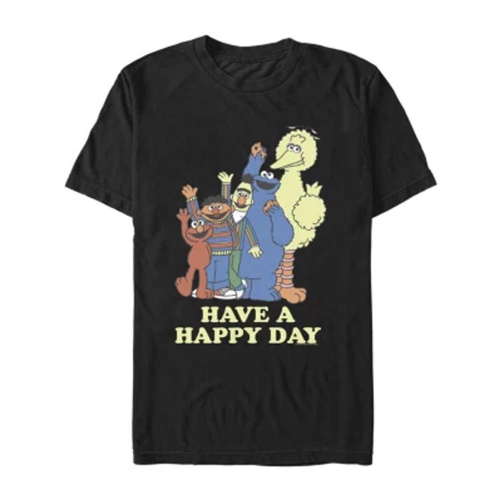 Mens Crew Neck Short Sleeve Classic Fit Sesame Street Graphic T-Shirt
