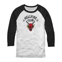 Mens Crew Neck 3/4 Sleeve Classic Fit Stranger Things Graphic T-Shirt