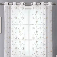 Regal Home Liam Embroidered Sheer Grommet Top Set of 2 Curtain Panel