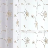 Regal Home Liam Embroidered Sheer Grommet Top Set of 2 Curtain Panel