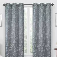 Regal Home Tossed Leaf Jacquard Light-Filtering Grommet Top Set of 2 Curtain Panel