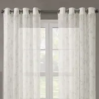 Regal Home Crushed Voile Leaves Print Sheer Grommet Top Single Curtain Panel