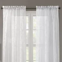 Regal Home Embroidered Voile Rod Pocket Sheer Single Curtain Panels