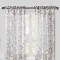 Regal Home Floral Printed Voile Sheer Rod Pocket Single Curtain Panel