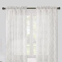 Regal Home Fret Printed Voile Rod Pocket Sheer Single Curtain Panels