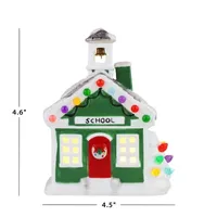 Lighted Ceramic Christmas Village School Tabletop Decor