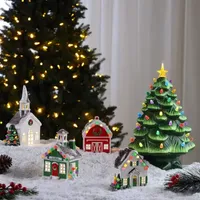 Lighted Ceramic Christmas Village School Tabletop Decor