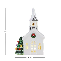 Lighted Ceramic Christmas Village Church Tabletop Decor