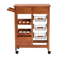 Crayton Wood-Top Kitchen Cart