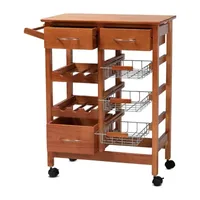 Crayton Wood-Top Kitchen Cart