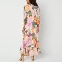 Danny & Nicole 3/4 Sleeve Floral Maxi Dress