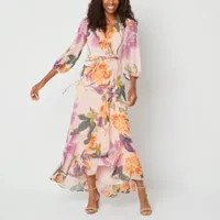 Danny & Nicole 3/4 Sleeve Floral Maxi Dress