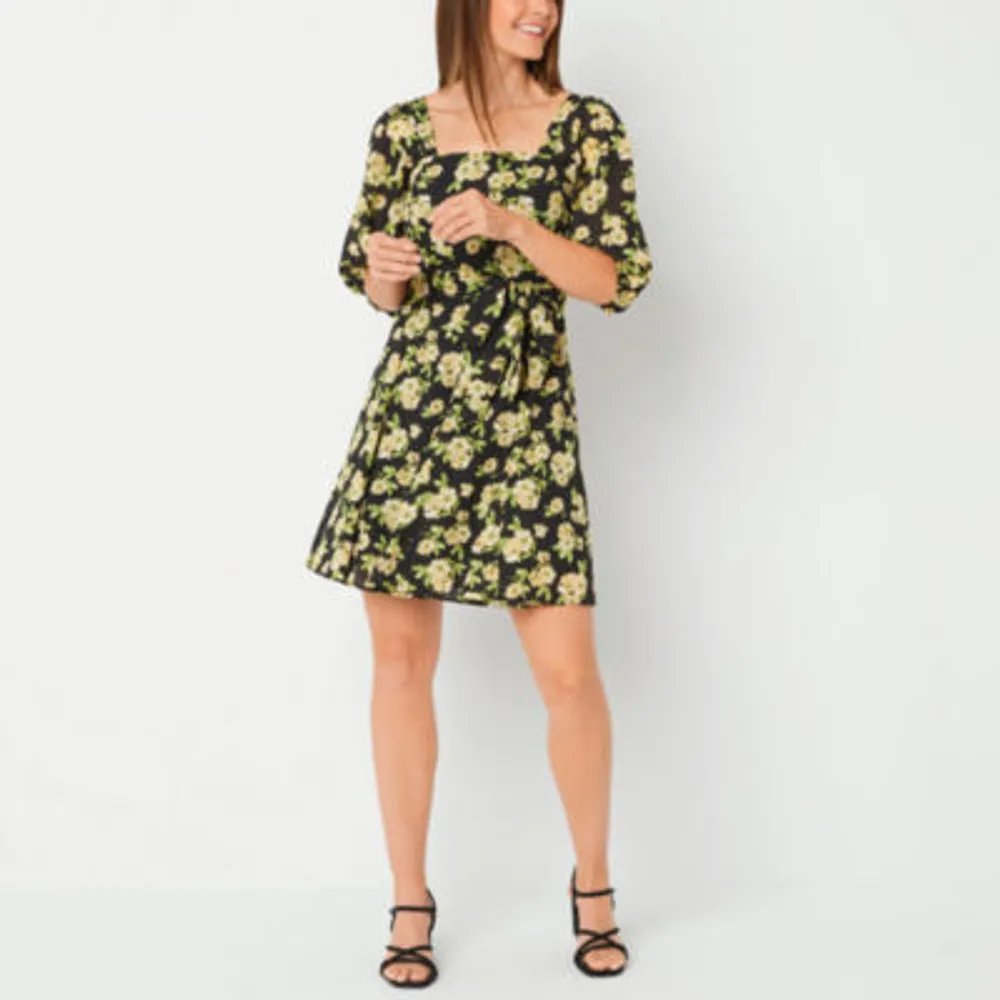 Danny & Nicole 3/4 Sleeve Fit + Flare Dress