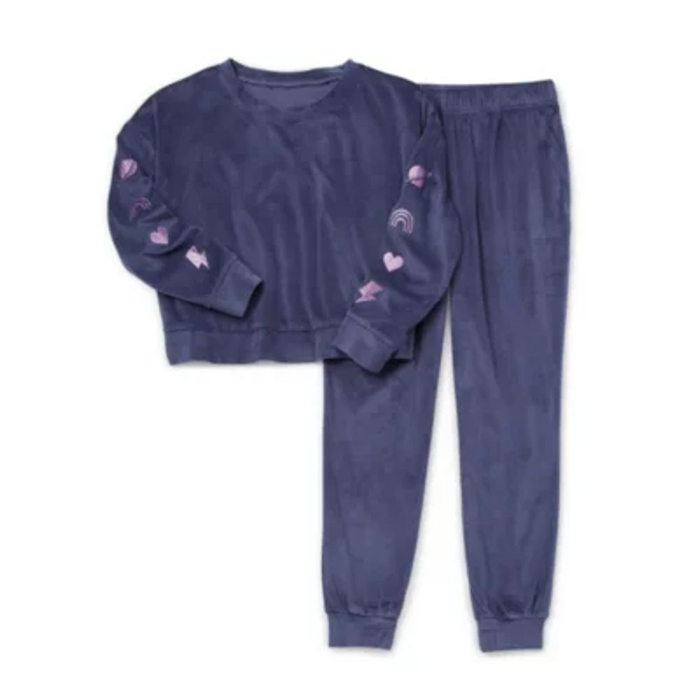 Thereabouts Velour Little & Big Girls 2-pc. Pant Pajama Set