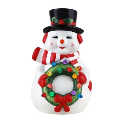 Lighted Nostalgic Ceramic Snowman Figurine