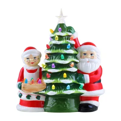 Nostalgic Mr. And Mrs. Clause With Tree Christmas Tabletop Decor