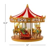 Very Merry Christmas Carousel Animated Tabletop Decor