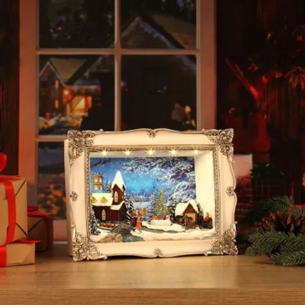 Animated Shadow Box Church Scene Christmas Village