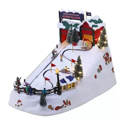 Wonderland Alpine Slalom Animated Christmas Tabletop Decor