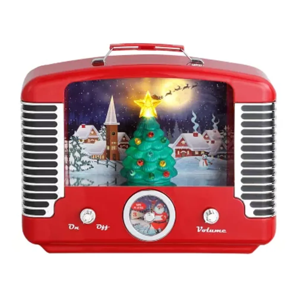 Nostalgic Tree Music Playing Radio Christmas Tabletop Decor