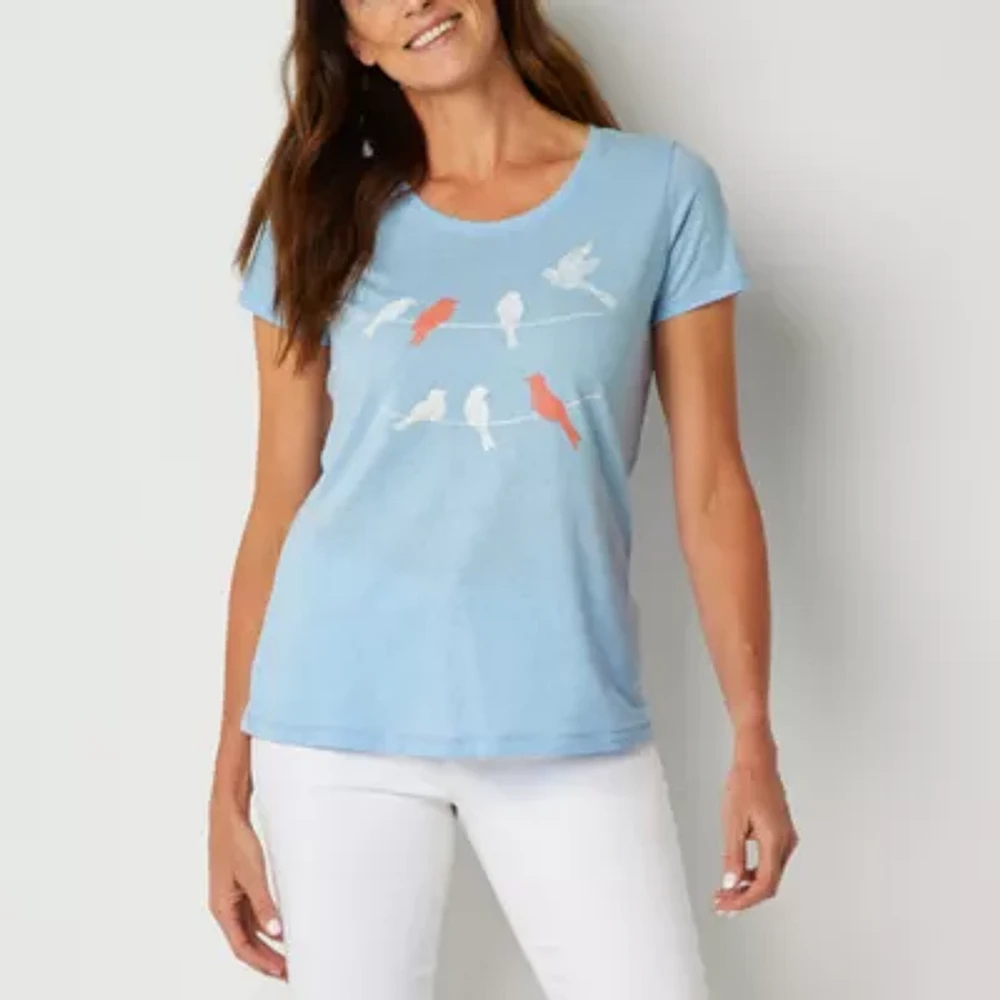 St. John's Bay Womens Crew Neck Short Sleeve T-Shirt