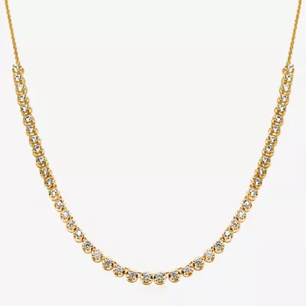 (H-I / I1) Womens 1 1/2 CT. T.W. Lab Grown White Diamond 10K Gold Tennis Necklaces