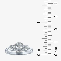 (G-H / Si2-I1) Womens 1/5 CT. Lab Grown White Diamond Sterling Silver Round 3-Stone Halo Promise Ring