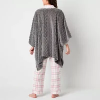 Liz Claiborne Poncho Womens Fleece Long Sleeve Mid Length Robe