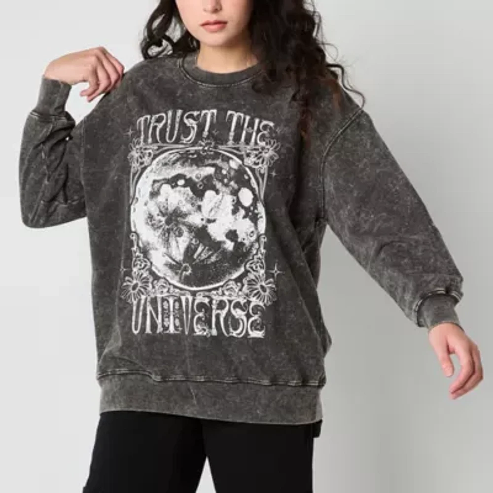 Juniors Trust The Universe Womens Crew Neck Long Sleeve Sweatshirt