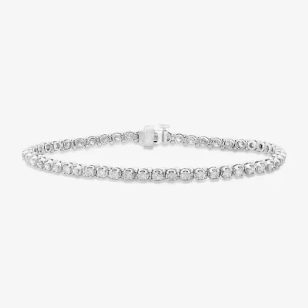 3 CT. T.W. Natural White Diamond 10K White Gold Tennis Bracelet