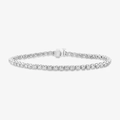 3 CT. T.W. Natural White Diamond 10K White Gold Tennis Bracelet