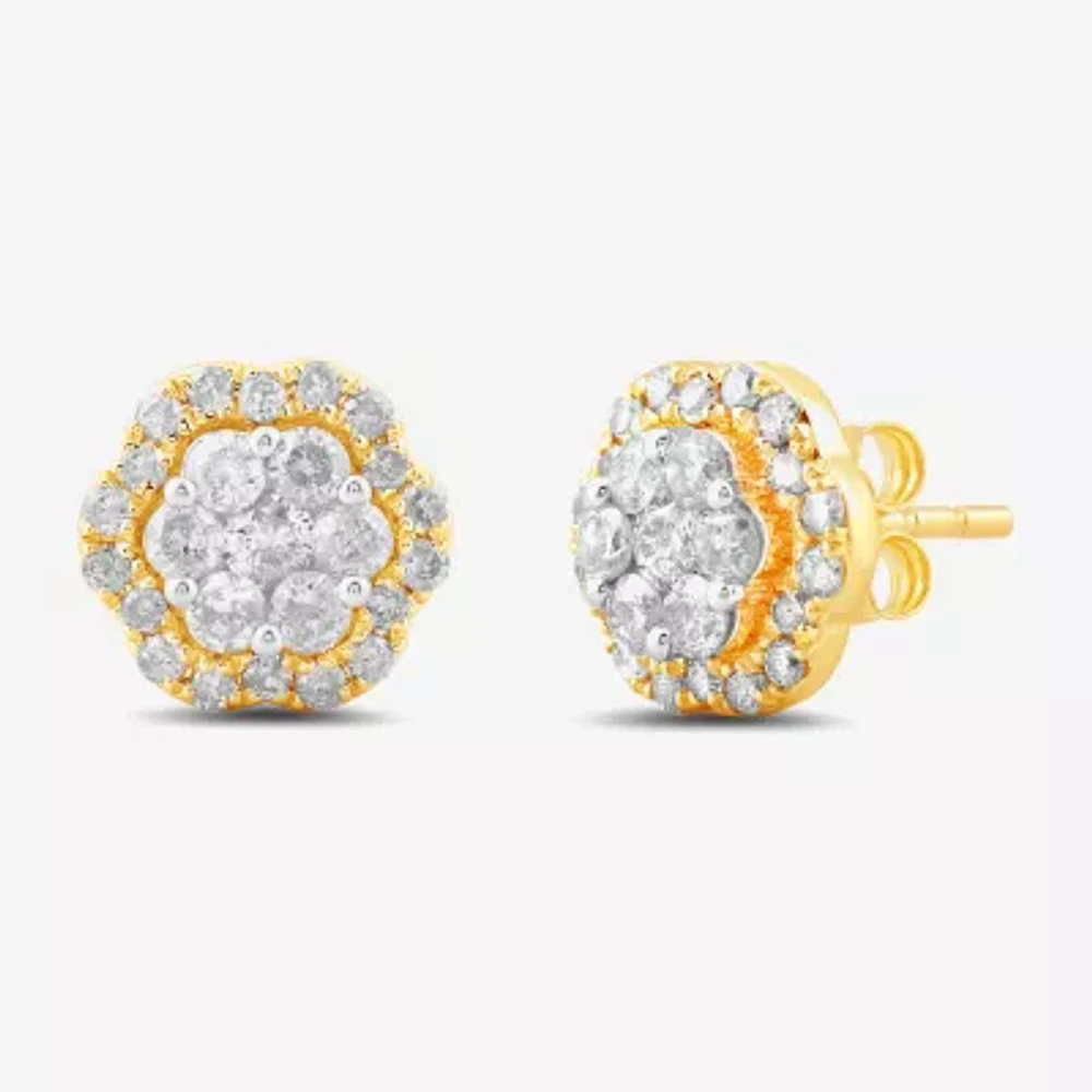 1 CT. T.W. Natural White Diamond 10K Gold 94mm Stud Earrings