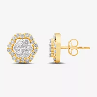 1 CT. T.W. Natural White Diamond 10K Gold 94mm Stud Earrings