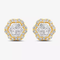 1 CT. T.W. Natural White Diamond 10K Gold 94mm Stud Earrings