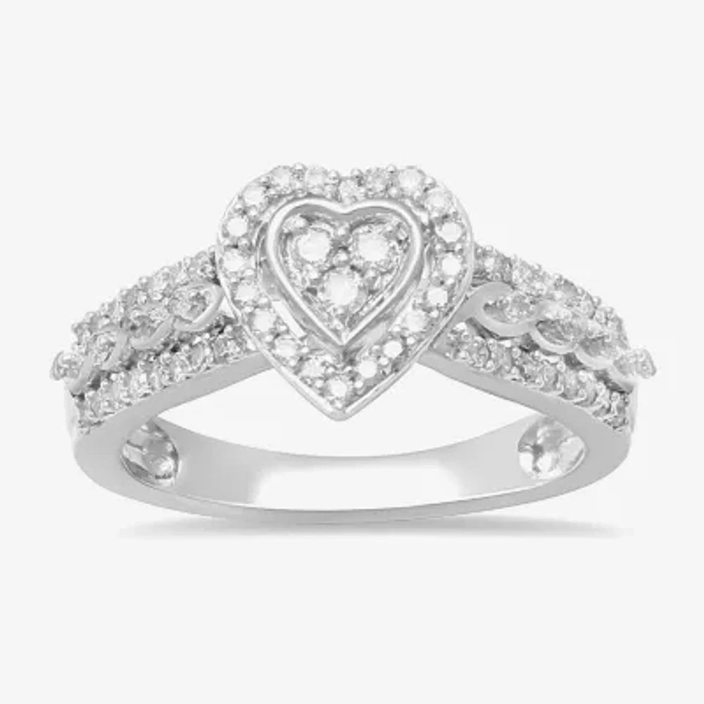 Womens 1/2 CT. T.W. Natural White Diamond Sterling Silver Promise Ring