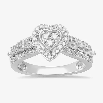 Womens 1/ CT. T.W. Natural White Diamond Sterling Silver Promise Ring