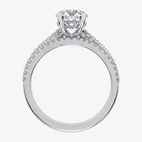 H-I / Si2-I1) Womens 1 1/2 CT. T.W. Lab Grown White Diamond 10K Gold Round Side Stone Bridal Set