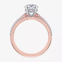 (H-I / Si2-I1) Womens 1 1/2 CT. T.W. Lab Grown White Diamond 10K Rose Gold Round Side Stone Bridal Set