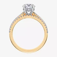 (H-I / Si2-I1) Womens 1 1/2 CT. T.W. Lab Grown White Diamond 10K Gold Round Side Stone Bridal Set