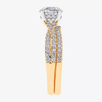 (H-I / Si2-I1) Womens 1 1/2 CT. T.W. Lab Grown White Diamond 10K Gold Round Side Stone Bridal Set