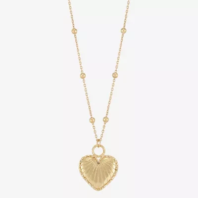 Mia Oro Womens 14K Gold Heart Pendant Necklace