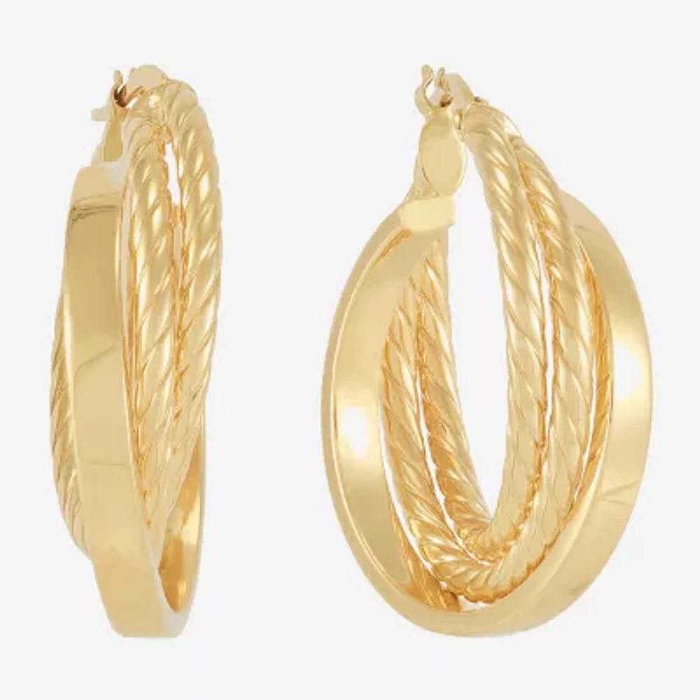 Mia Oro 14K Gold 30mm Round Hoop Earrings