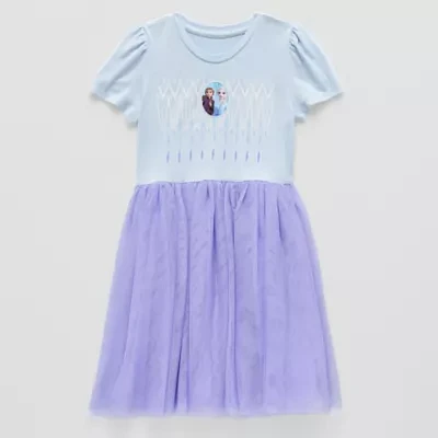 Disney Collection Little & Big Girls Short Sleeve Frozen Tutu Dress