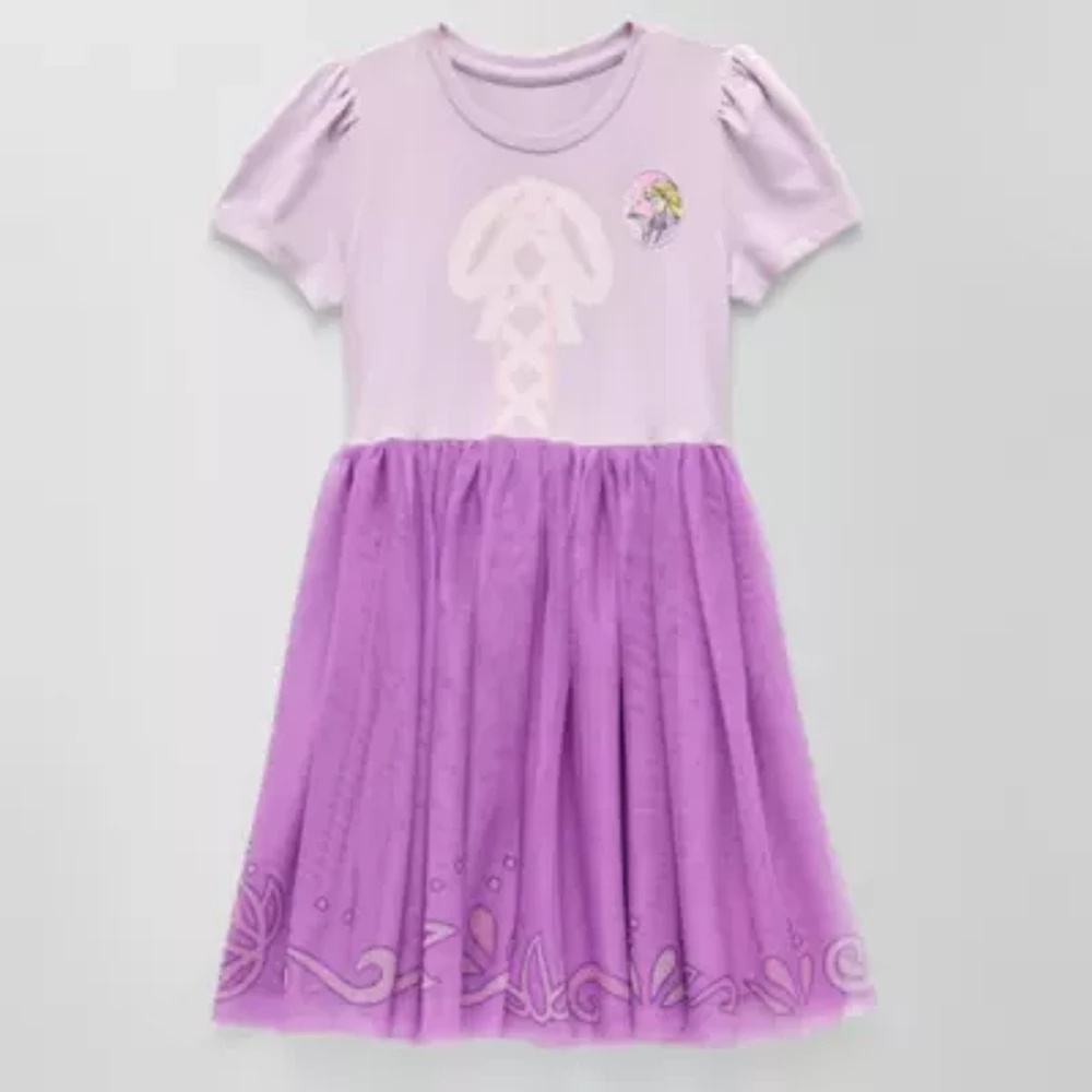 Disney Collection Little & Big Girls Short Sleeve Rapunzel Tutu Dress