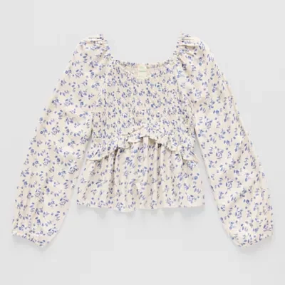 Thereabouts Little & Big Girls V Neck Long Sleeve Blouse