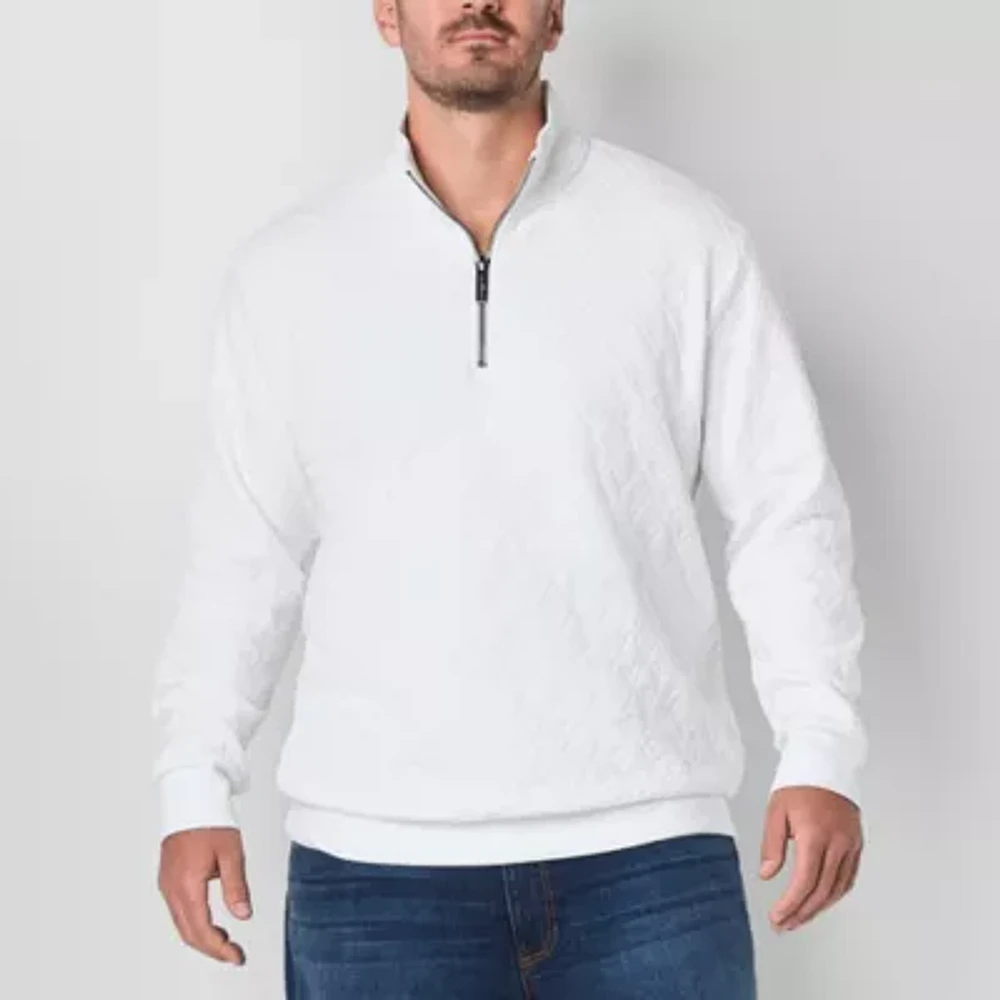 Shaquille O'Neal XLG Big and Tall Mens High Neck Long Sleeve Quarter-Zip Pullover