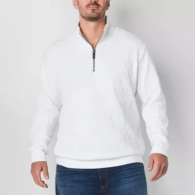 Shaquille O'Neal XLG Big and Tall Mens High Neck Long Sleeve Quarter-Zip Pullover