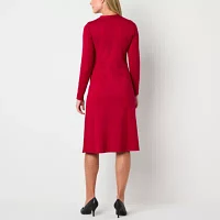 Liz Claiborne Womens Long Sleeve A-Line Dress